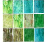 CHICSHIS 10 Opaque Stained Glass Sheets, Assorted Brilliant Coloured Art Glass for DIY Crafts, 4x6 inch Vibrant Mosaic Tiles for DIY Projects and Home Decor, Green