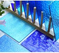 CHICSHIS 10-Pack Blue Textured Transparent Stained Glass Sheets - 4x6 Inch Art Glass for DIY Mosaic Crafts, Colored Cathedral Mosaic Tile Pieces for Beginners and Artists, Home Decor