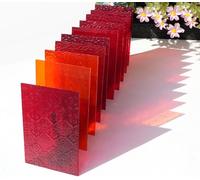 CHICSHIS 10 Textured Transparent Stained Glass Sheets, 4x6 inch Mixed Colored Cathedral Glass Pieces for Mosaic Crafts, Assorted Art Mosiac Tiles Pack for DIY Projects, The Reds