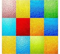 CHICSHIS 10 Textured Transparent Stained Glass Sheets, Assorted Art Mosiac Pack for DIY Mosaic Crafts, 4x6 inches Cathedrals Glass for Stained Mosaic Supplies and Home Decor, Textured Transparent