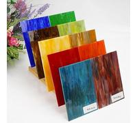 CHICSHIS 10 Variety Stained Glass Sheets, 4 x 6 inch Streaky Opal Art Glass Pack Tiffany Glass for DIY, Assorted Coloured Glass Tiles for Mosaic Works, Mixed Colour