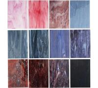 CHICSHIS 10 Vibrant Opaque Stained Glass Sheets, 4“x6 Assorted Brilliant Coloured Art Glass Pieces for DIY Mosaic, Mosiac Making Projects and Home Décor, Purple