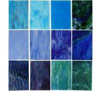 CHICSHIS 10 Vibrant Opaque Stained Glass Sheets, Assorted Brilliant Coloured Art Glass for DIY Mosaic Crafts, 4x6 inch Glass Sheets for Stained Glass Projects and Home Décor, Blue