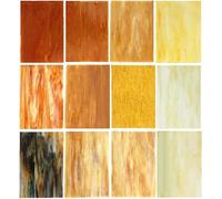 CHICSHIS 10 Vibrant Opaque Stained Glass Sheets, Assorted Brilliant Coloured Art Glass for DIY Mosaic Crafts, 4x6 inch Mosaic Sheets for DIY Projects and Home Décor, Amber