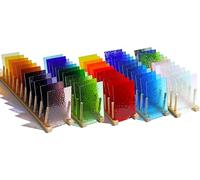 CHICSHIS 50 PCS Transparent Stained Glass Sheets for Crafts, 4"x6" Assorted Textures and Colors, Cathedral Mosaic Glass Pack, Brilliant Glass Tiles for DIY Art and Mosaic Tiles Projects