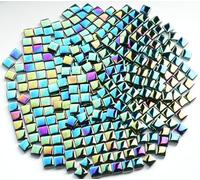 CHICSHIS Iridescent Square Mosaic Tiles for Crafts, 10.58oz Small Crystal Mosaic Glass Pieces Bulk for Mosaic Beginner, 10mm Tile for Art Glass Project, Ideal for Handmade Mosaic Home Decor, Black