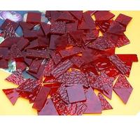 CHICSHIS Large Crisp Transparent Textured Glass Mosaic Tiles for DIY Mosaic Crafts, 7.05oz Stained Glass Pieces, 4 Shapes Pre-Cut Mosaic Glass Tiles for Adult and Beginner, Blood Red
