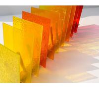 CHICSHIS Textured Transparent Glass Sheets - 10pcs Yellow & Orange Mixed, 4" x 6" for DIY Crafts, Mosaics, Stained Glass Projects, Clear Colourful Mosaic Pieces for Decor