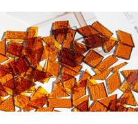 CHICSHIS Transparent Textured Mosaic Tiles, 200g Large Size Stained Glass Piece for Mosaic Art, Vibrant Cathedral Glass Tiles for DIY, Amber