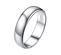 ChicSilver 5mm 925 Sterling Silver Ring High Polish Plain Dome Wedding Band Minimalist Jewelry