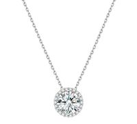 ChicSilver 925 Sterling Silver April Birthstone Pendant Necklace Women Brilliant Simulated Diamond Necklaces Birthday Jewellery