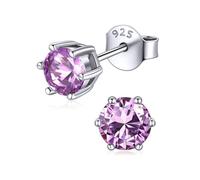 ChicSilver 925 Sterling Silver Birthstone Stud Earrings For Women June Fits Sensitive Ears Simulated Alexandrite Jewellery