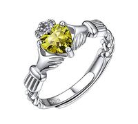 ChicSilver 925 Sterling Silver Celtic Claddagh Ring August Birthstone Heart Rings for Women Simulated Gemstone Jewelry for Birthday Valentine's Day
