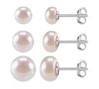 ChicSilver 925 Sterling Silver Freshwater Cultured Pearls Stud Earrings Set 6/8/10mm Earring Hypoallergenic Minimalist Jewelry for Women