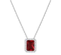 ChicSilver 925 Sterling Silver January Birthstone Pendant Necklace for Women Square Shaped Simulated Garnet Necklaces Jewelry