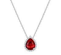 ChicSilver 925 Sterling Silver January Pear Birthstone Pendant Necklace for Women Simulated Garnet Necklaces Jewelry