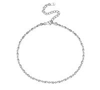 ChicSilver 925 Sterling Silver Oval and Round Bead Ball Chain Anklet Ankle Bracelet for Women