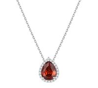 ChicSilver 925 Sterling Silver Pear Birthstone Pendant Necklace for July Women Simulated Ruby Birthday Jewelry