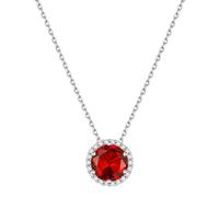 ChicSilver 925 Sterling Silver Round Birthstone Pendant Necklace for July Women Simulated Ruby Birthday Jewelry Stunning Gifts