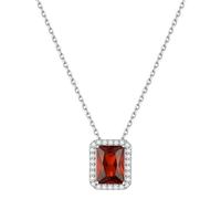 ChicSilver 925 Sterling Silver Square Birthstone Pendant Necklace for July Women Brilliant Simulated Ruby Birthday Jewelry