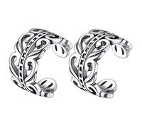 ChicSilver Antique Sterling Silver Clip on Cartilage Helix Ear Cuffs Non-Piercing Punk Earrings for Women