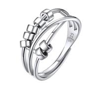 ChicSilver Anxiety Ring, 925 Sterling Silver Adjustable Fidget Ring for Women and Men - Bead Spinner Ring for Anxiety Relief