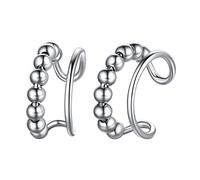 ChicSilver Bead Ear Cuff Earrings for Women Sterling Silver Non-Piercing Fake Helix Cartilage Conch Cuffs Earrings