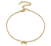 ChicSilver Customizable Gold Moon Anklet for Women 925 Sterling Silver Bohemian Jewelry