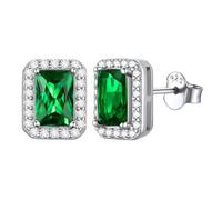 ChicSilver Earring for Women Sterling Silver Emerald Birthstone Earrings Solid Silver Green Studs May Birthday Jewellery