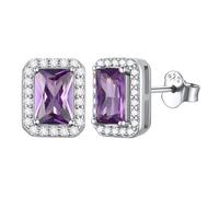 ChicSilver Earring for Womens 925 Sterling Silver February Amethyst Birthstone Stud Earring Tiny Silver Sleeper Earrings for Her