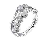 ChicSilver Fidget Ring, 925 Sterling Silver Adjustable Anxiety Ring for Women and Men - Bead Spinner Ring for Anxiety Relief