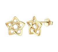 ChicSilver Gold Earrings Women 925 Silver Star Stud Earring Celtic Knot Jewellery Sleeper Earring for Bridal Fiancee