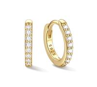 ChicSilver Gold Hoop Earrings for Women Sterling Silver Hoops Cubic Zirconia Huggies Earring 8mm Solid Silver Small Earrings for Ladies Females