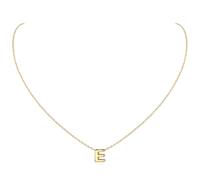 ChicSilver Gold Necklace Womens Sterling Silver Mini Letter Pendant Strong Link Chain 16"+2" inches Initial E Necklaces for Females