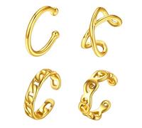 ChicSilver Gold Plated Ear Cuff Earrings Non-Piercing Fake Helix Cartilage Cuff Earrings Conch Cuffs Earrings for Women Fashion Jewelry