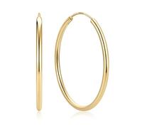 ChicSilver Gold Plated Hoop Earrings for Women 925 Sterling Silver Hinged Hoops Gold Circle Earrings 40mm