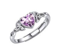 ChicSilver Heart Birthstone Rings for June Women Sterling Silver Celtic Knot Ring with Simulated Gemstone Jewelry