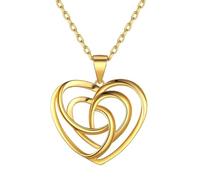 ChicSilver Heart Celtic Knot Necklace for Women Gold Plated Sterling Silver Irish Amulet Jewelry