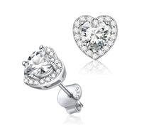 ChicSilver Hypoallergenic Earrings 925 Sterling Silver Heart Birthstone Studs Earring Pure Silver Diamond Ear Stud Amazing Gifts for April Birthday