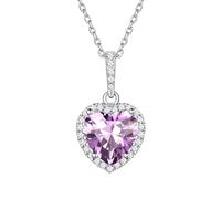 ChicSilver June Birthstone Necklace for Women Girlfriend 925 Sterling Silver CZ Heart Pendant with Chain Bridesmaid Bridal Wedding Jewelry