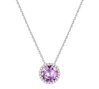 ChicSilver June Birthstone Necklace for Women Girlfriend Shiny S925 Silver Round Gemstone Pendant with Chain Wedding Jewelry
