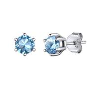 ChicSilver March Birthstone Earrings For Women CZ Simulated Aquamarine Tiny Earring Studs 925 Sterling Silver Fashion Jewellery