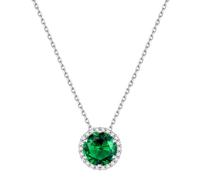ChicSilver May Birthstone Necklace For Women 925 Sterling Silver Simulated Emerald Pendant with Chain Green Gemstone Necklaces