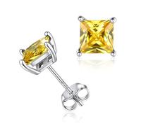 ChicSilver November Birthstone Stud Earrings for Women 925 Sterling Silver Square Simulated Topaz Earring Birth Stone Jewellery