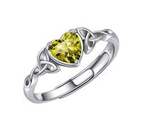 ChicSilver Rings Women 925 Sterling Silver Celtic Heart Ring Sparkly Silver August Birthstone Adjustable Ring for Females