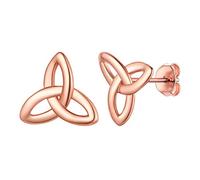 ChicSilver Rose Gold Triquetra Celtic Knot Earrings for Women Irish Jewelry Tiny Earring Studs