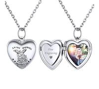 ChicSilver Saint Michael Locket Heart Pendant Custom Picture Photo Necklace for Women 925 Sterling Silver Religious Protector Talisman Jewelry