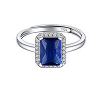 ChicSilver September Birthstone Square Rings for Women 925 Sterling Silver Wedding Ring Adjustable