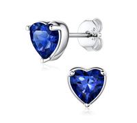 ChicSilver September Birthstone Stud Earrings Sterling Silver Silmulated Sapphire Blue Heart Stone Jewelry For Girlfriend Mum