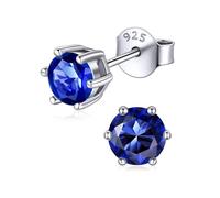 ChicSilver September Birthstone Stud Earrings Sterling Silver Silmulated Sapphire Blue Stone Ear Studs For Women Mum Daughter